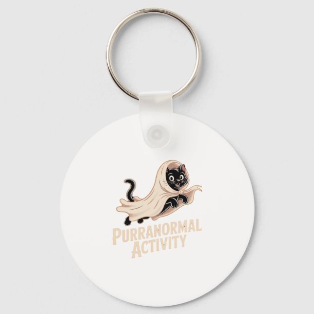 Ghost Cat Classic T-Shirt Key Ring (Front)