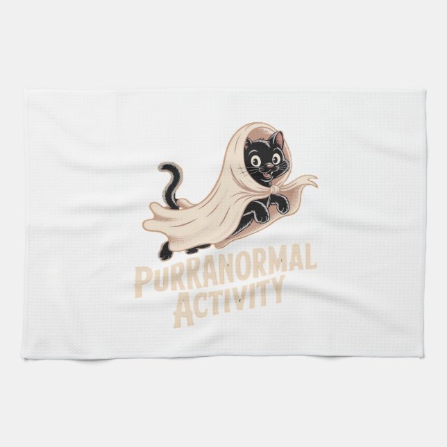 Ghost Cat Classic T-Shirt Tea Towel (Horizontal)