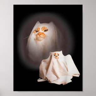 Ghost Cat Ghost Kitten Funny Cat Meme Halloween Poster