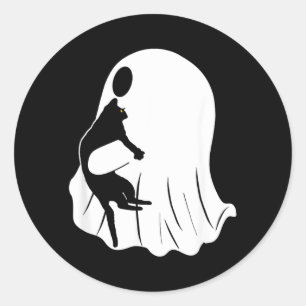 Ghost Cat Halloween Costume Black Cat Men Women Classic Round Sticker