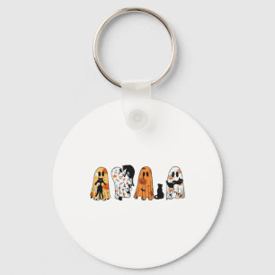 Ghost Cat Halloween Ghost Black Cat Spooky Season Key Ring