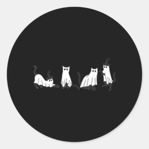 Ghost Cat Halloween Pumpkin Black Cat Halloween Classic Round Sticker