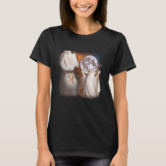 Ghost Cat Howling at Moon Weird Halloween Funny Ca T-Shirt