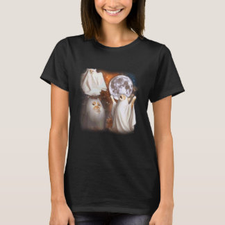 Ghost Cat Howling at Moon Weird Halloween Funny Ca T-Shirt