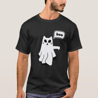 Ghost Cat of Disapproval Boo Thumbs Down T-Shirt