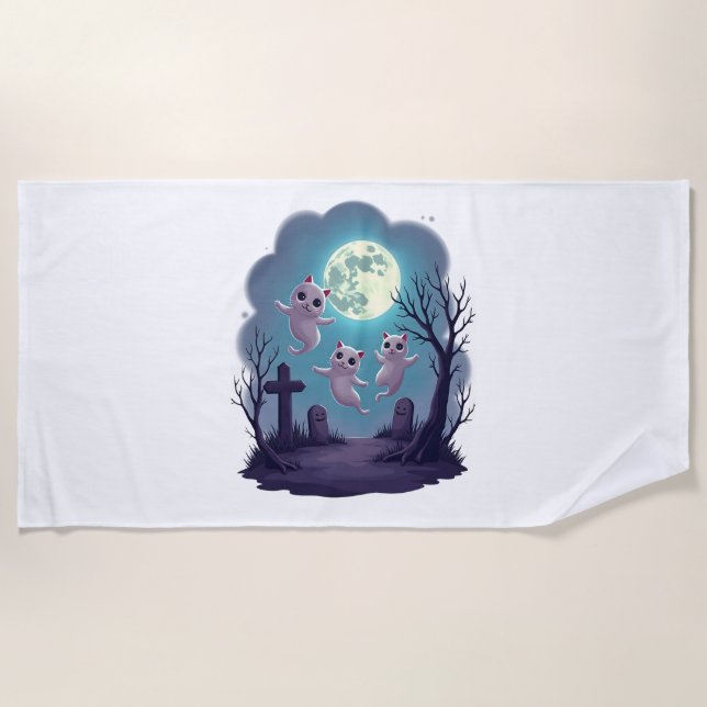 Ghost Cat Parade Beach Towel (Front)