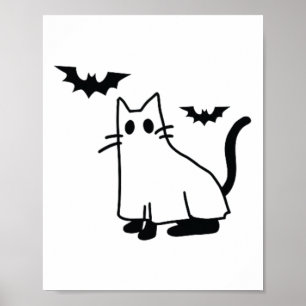Ghost Cat Pocket Halloween Costume Men Women Kids Poster