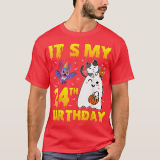Ghost Cat Pumpkin Candy Corn Its My 24th Birthday  T-Shirt