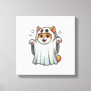 Ghost Cat Pumpkin Halloween. Tank Top Canvas Print