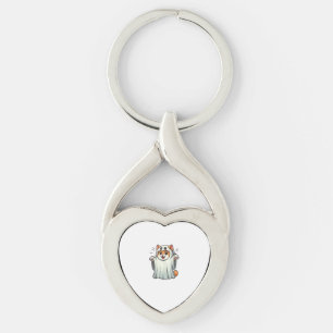 Ghost Cat Pumpkin Halloween. Tank Top Key Ring
