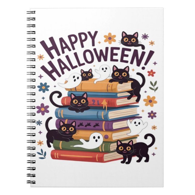 Ghost Cat Reading Books Lover Gifts Halloween Spoo (Front)