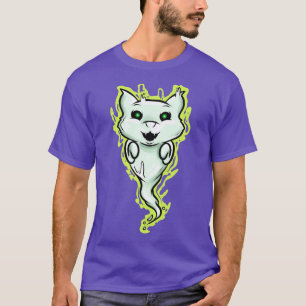 Ghost Cat Spirit Green Eyes Halloween T-Shirt