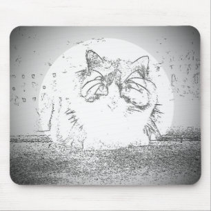 Ghost Cat Spotlight Mouse Mat