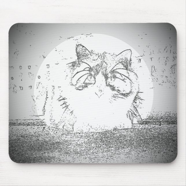 Ghost Cat Spotlight Mouse Mat (Front)