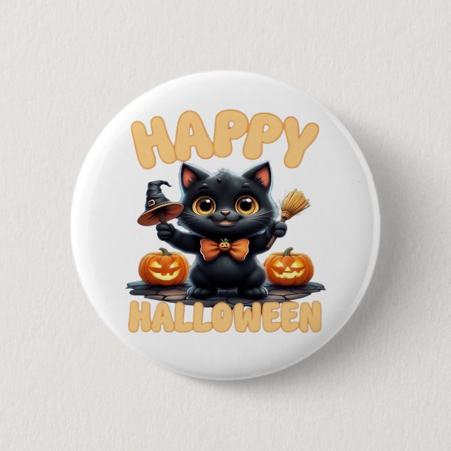 Ghost Cat Tee, Halloween Shirt, Spooky Cute, Unise 6 Cm Round Badge (Front)