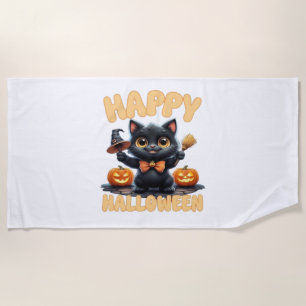 Ghost Cat Tee, Halloween Shirt, Spooky Cute, Unise Beach Towel