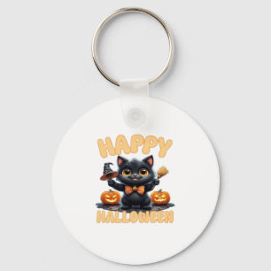 Ghost Cat Tee, Halloween Shirt, Spooky Cute, Unise Key Ring