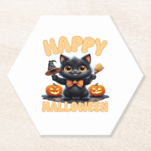 Ghost Cat Tee, Halloween Shirt, Spooky Cute, Unise Paper Coaster