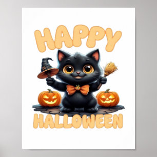 Ghost Cat Tee, Halloween Shirt, Spooky Cute, Unise Poster