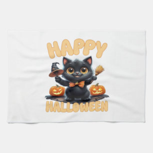 Ghost Cat Tee, Halloween Shirt, Spooky Cute, Unise Tea Towel