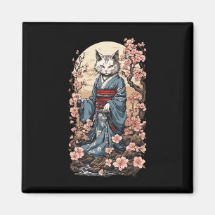 Ghost Cat With Kimono Japanese Yokai Folklore Desi Magnet