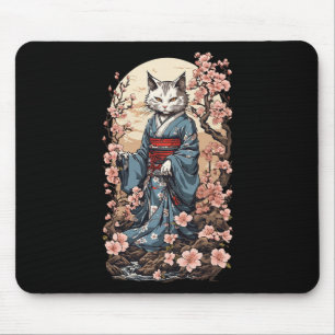 Ghost Cat With Kimono Japanese Yokai Folklore Desi Mouse Mat
