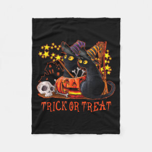 Ghost Cats Pumpkin Spooky Black Cat Mum Halloween Fleece Blanket