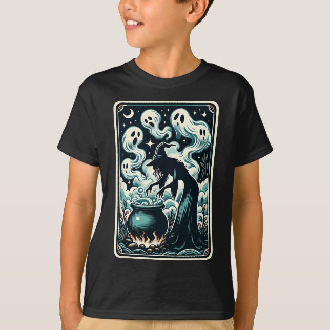 Ghost Cauldron Gothic Supernatural Tarot Card  T-Shirt (Front)