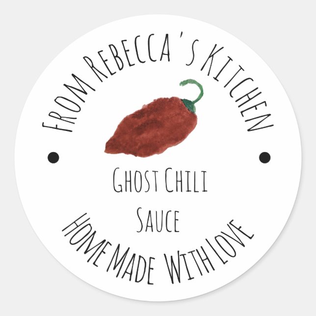 Ghost Chilli Homemade Hot Sauce Classic Round Sticker (Front)
