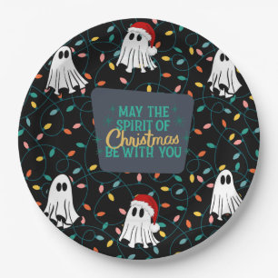 Ghost Christmas Design Paper Plate