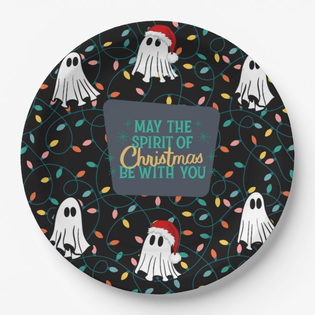 Ghost Christmas Design Paper Plate (Front)
