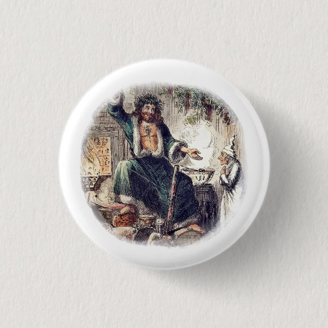 Ghost Christmas Present with Scrooge 3 Cm Round Badge (Front)