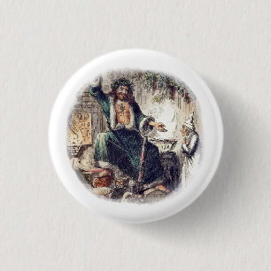 Ghost Christmas Present with Scrooge 3 Cm Round Badge