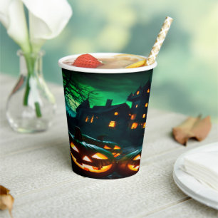 Ghost City Spooky Halloween Night Paper Cups
