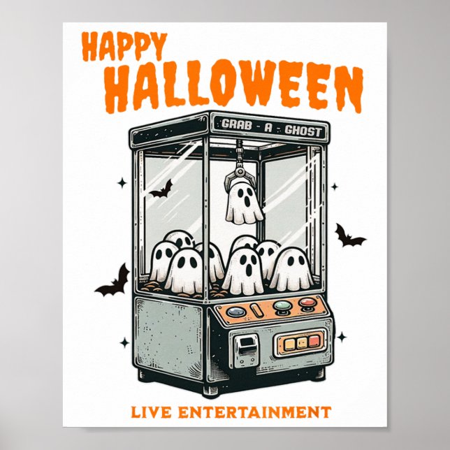 Ghost Claw Game Happy Halloween  Poster (Front)