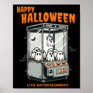 Ghost Claw Game Happy Halloween Poster