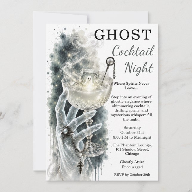 Ghost Cocktail Night Haunted Halloween Party  Invitation (Front)