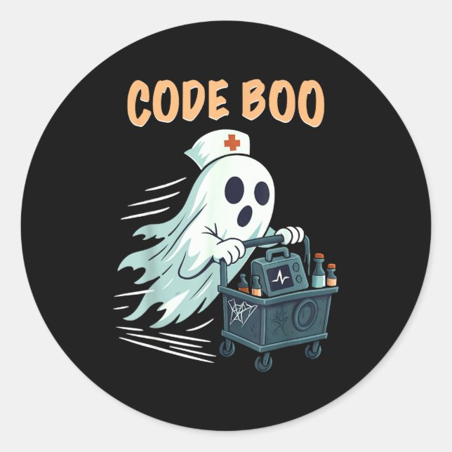 Ghost Code Boo In The Icu Nursing Gift For Hallowe Classic Round Sticker (Front)
