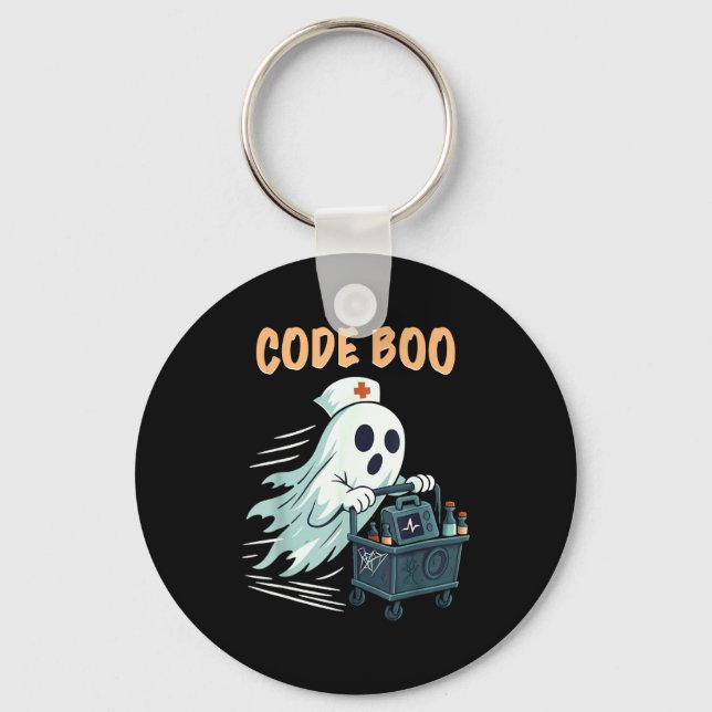 Ghost Code Boo In The Icu Nursing Gift For Hallowe Key Ring (Front)