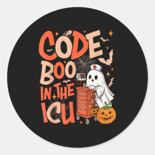 Ghost Code Boo In The Icu Nursing Nurse Halloween  Classic Round Sticker