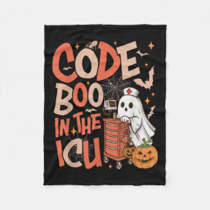 Ghost Code Boo In The Icu Nursing Nurse Halloween  Fleece Blanket