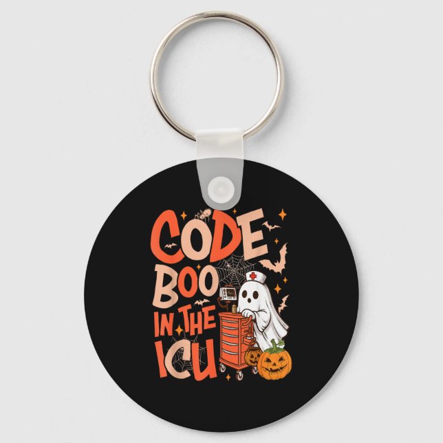 Ghost Code Boo In The Icu Nursing Nurse Halloween  Key Ring (Front)