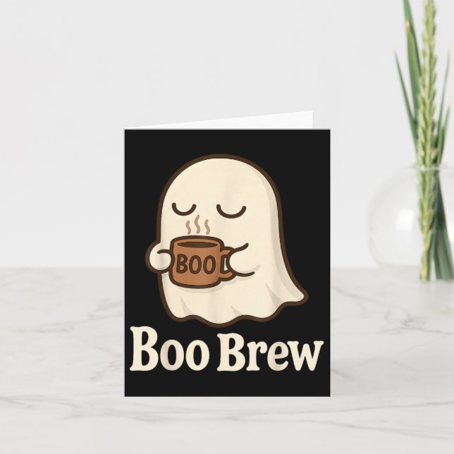 Ghost Coffee Cute Funny Halloween Drink Caffeine B Card (Front)