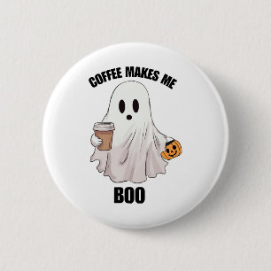 Ghost Coffee Halloween Funny 6 Cm Round Badge