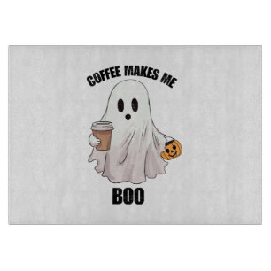 Ghost Coffee Halloween Funny Cutting Board