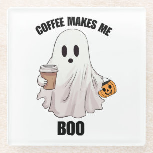 Ghost Coffee Halloween Funny  Glass Coaster