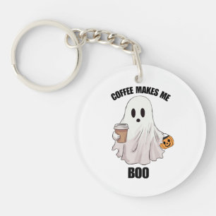 Ghost Coffee Halloween Funny Key Ring