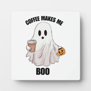 Ghost Coffee Halloween Funny  Plaque