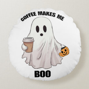 Ghost Coffee Halloween Funny Round Cushion