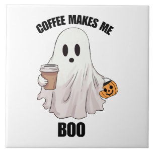 Ghost Coffee Halloween Funny  Tile